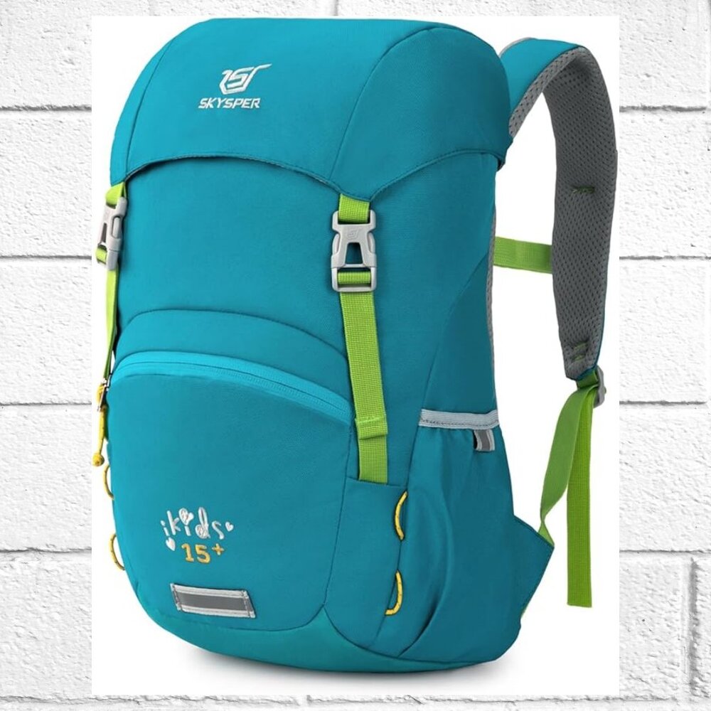 NWT! SKYSPER Top-Load Kids 15L Turquoise Backpack with Padded Back & Chest Strap